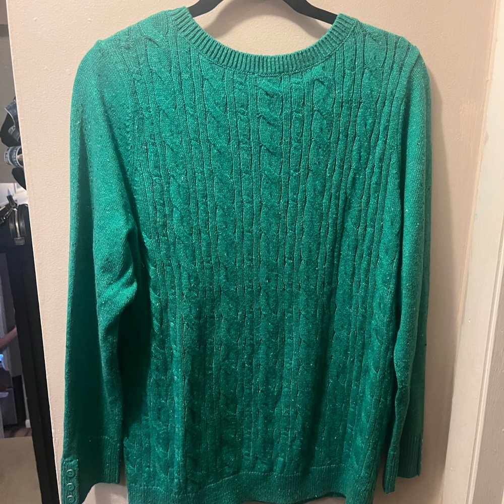 Talbots Plus kelly green cable knit Sweater 0x - Picture 4 of 4